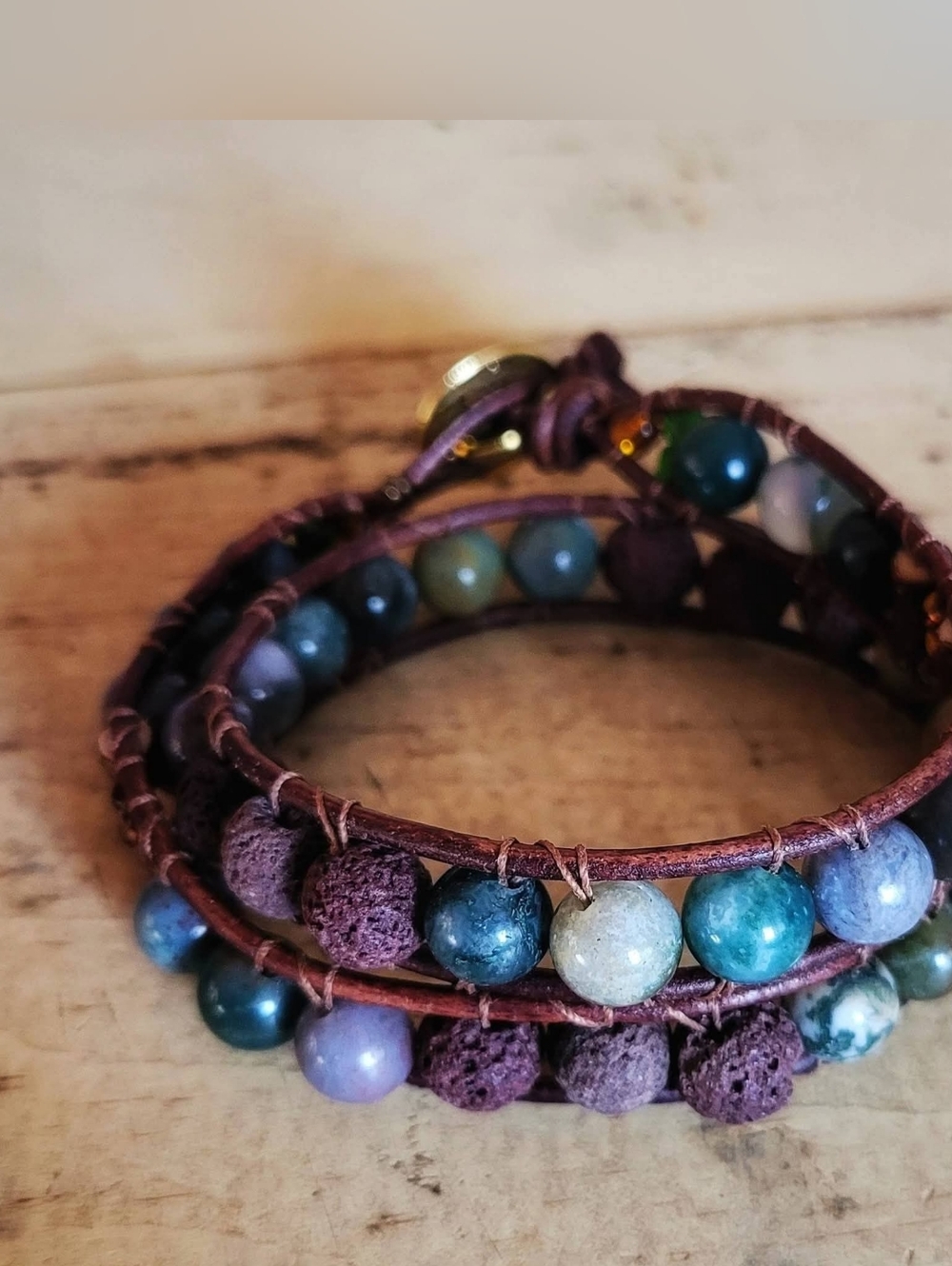 Forest Double Wrap Beaded Bracelet